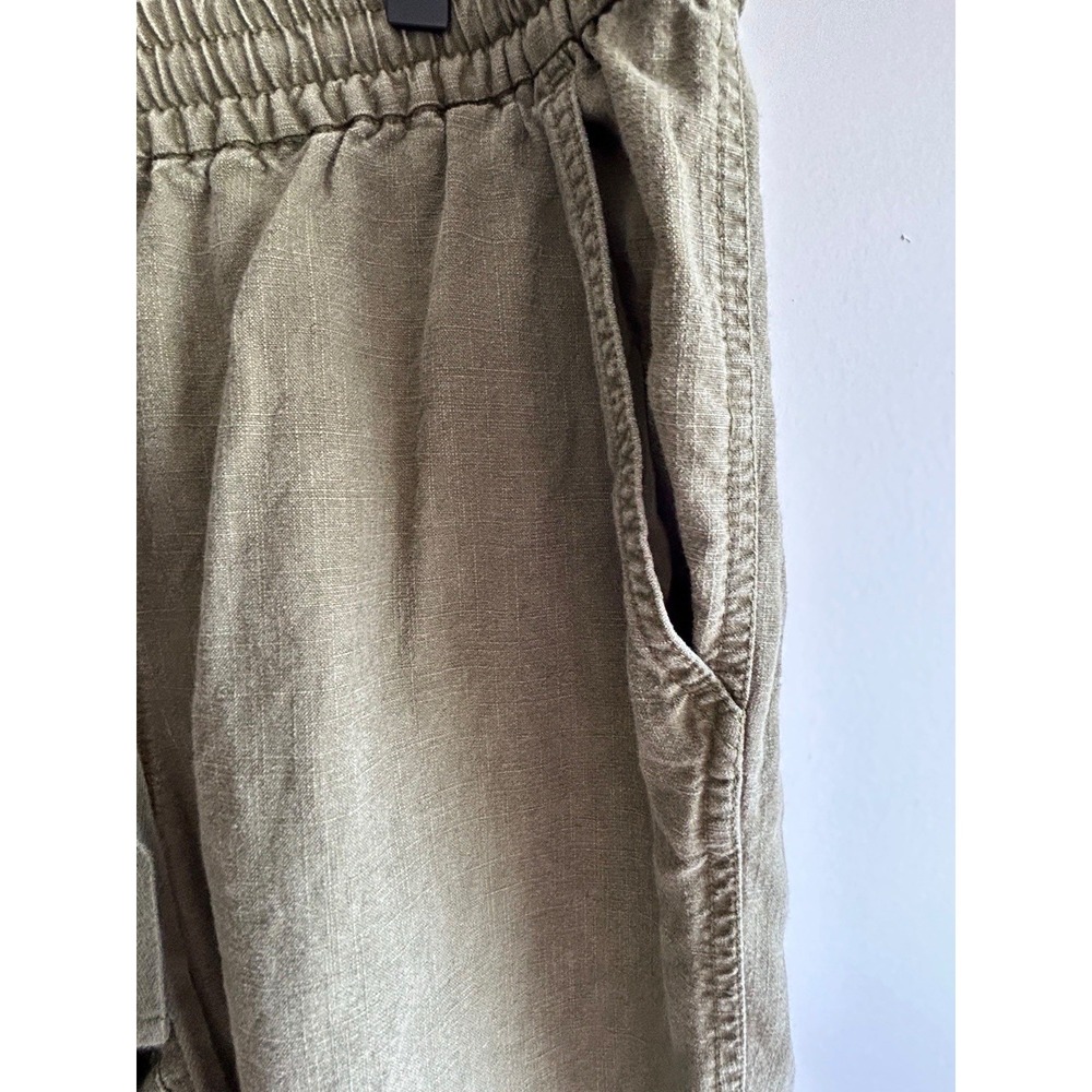 Point Sur Women's Elastic Waist Tapered Leg Pants Military Green Sz T10 Linen - Picture 7 of 9